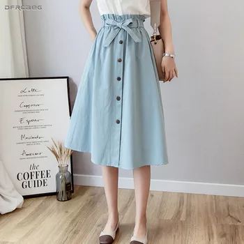 High Waist Midi A-Line Long Skirts Womens 2019 Summer Korean Elegant Pleated Skirts With Bow Button Female Saia 4 Color
High Waist Midi A-Line Long Skirts Womens 2019 Summer Korean Elegant Pleated Skirts With Bow Button Female Saia 4 Color