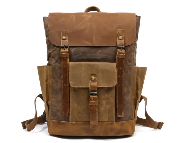 Men Backpack Waterproof Computer Laptop Bag Vintage Canvas Large Capacity Travel Backpacks Leather Military Male Backpack School Men Backpack Waterproof Computer Laptop Bag Vintage Canvas Large Capacity Travel Backpacks Leather Military Male Backpack School