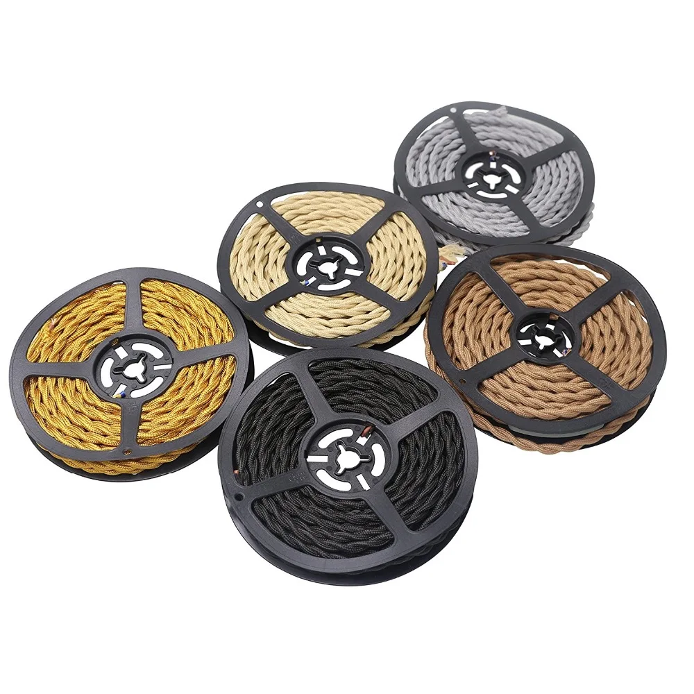 2 cords Twisted Cloth Fabric Electrical Cord for Vintage and Antique Lamps Covered Wire For DIY lighting wire cable
2 cords Twisted Cloth Fabric Electrical Cord for Vintage and Antique Lamps Covered Wire For DIY lighting wire cable