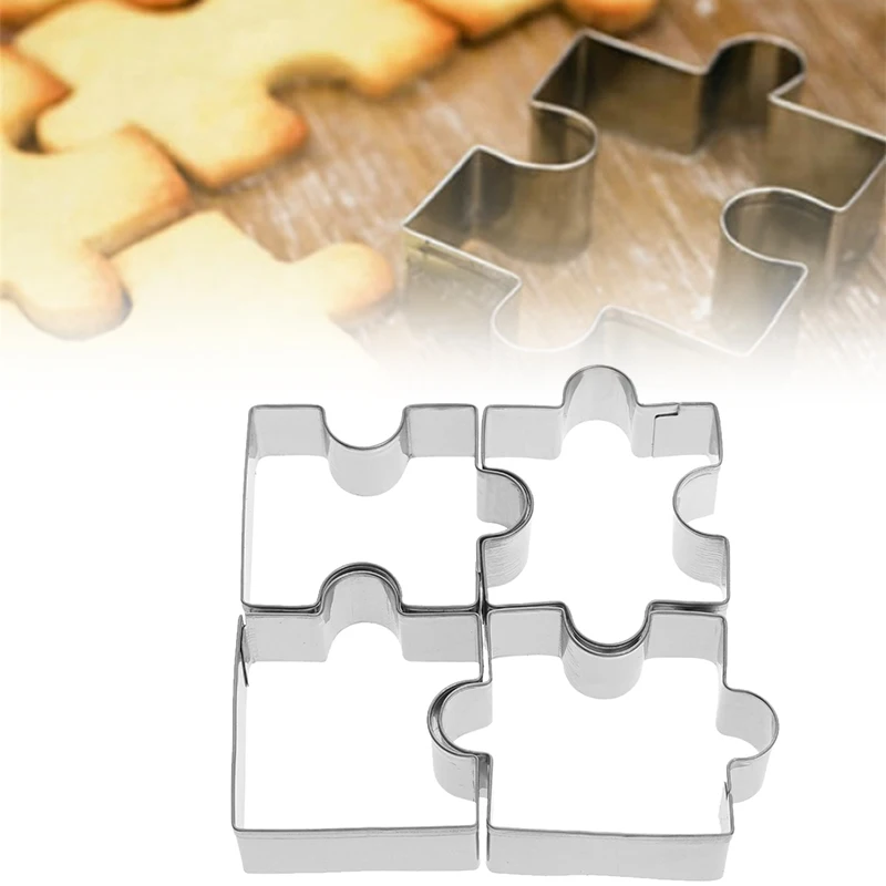 4pcs DIY Puzzle Cookie Cutter Biscuit Dessert Mold Stainless Steel Pastry Fondant Cake Sugarcraft Decorating Frame Cutter Mould
4pcs DIY Puzzle Cookie Cutter Biscuit Dessert Mold Stainless Steel Pastry Fondant Cake Sugarcraft Decorating Frame Cutter Mould