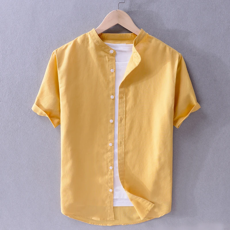 M-4XL style Italy brand summer shirt men solid stand collar yellow shirt mens fashion tops cotton and linen shirts male camisa
M-4XL style Italy brand summer shirt men solid stand collar yellow shirt mens fashion tops cotton and linen shirts male camisa
