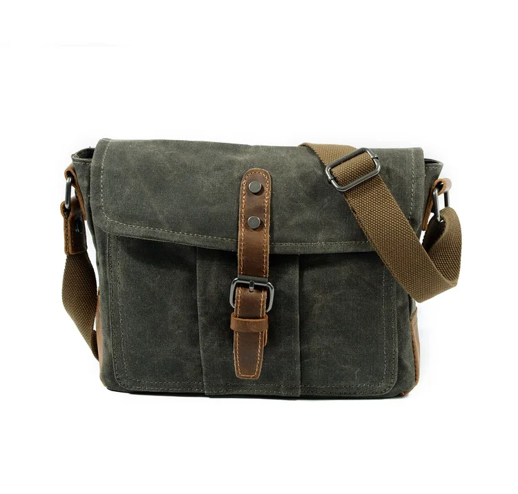 Womens Small Canvas Messenger Bag Grey, Brown, Green
