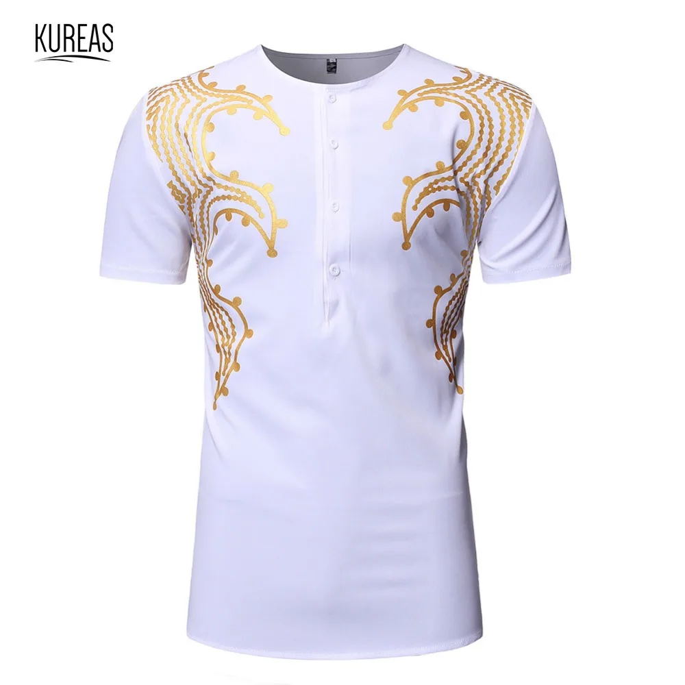 Kureas Men African Clothes Dashiki T Shirt Traditional Henry Shirt Gold Print Short Sleeve Tee Tribal Fashion Tops Summer
Kureas Men African Clothes Dashiki T Shirt Traditional Henry Shirt Gold Print Short Sleeve Tee Tribal Fashion Tops Summer
