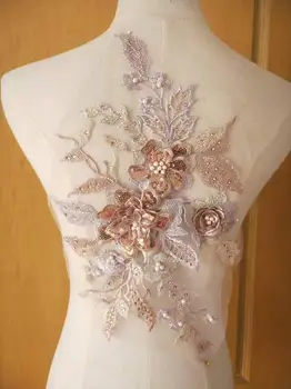 rose gold lace applique, 3D lace applique with rhinestones, DIY dress dance performance clothing wedding
rose gold lace applique, 3D lace applique with rhinestones, DIY dress dance performance clothing wedding