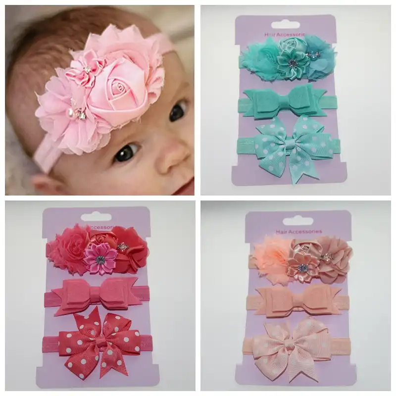 Baby Headband Girls Newborn Stain Rose Pearl Lace Flower Headbands