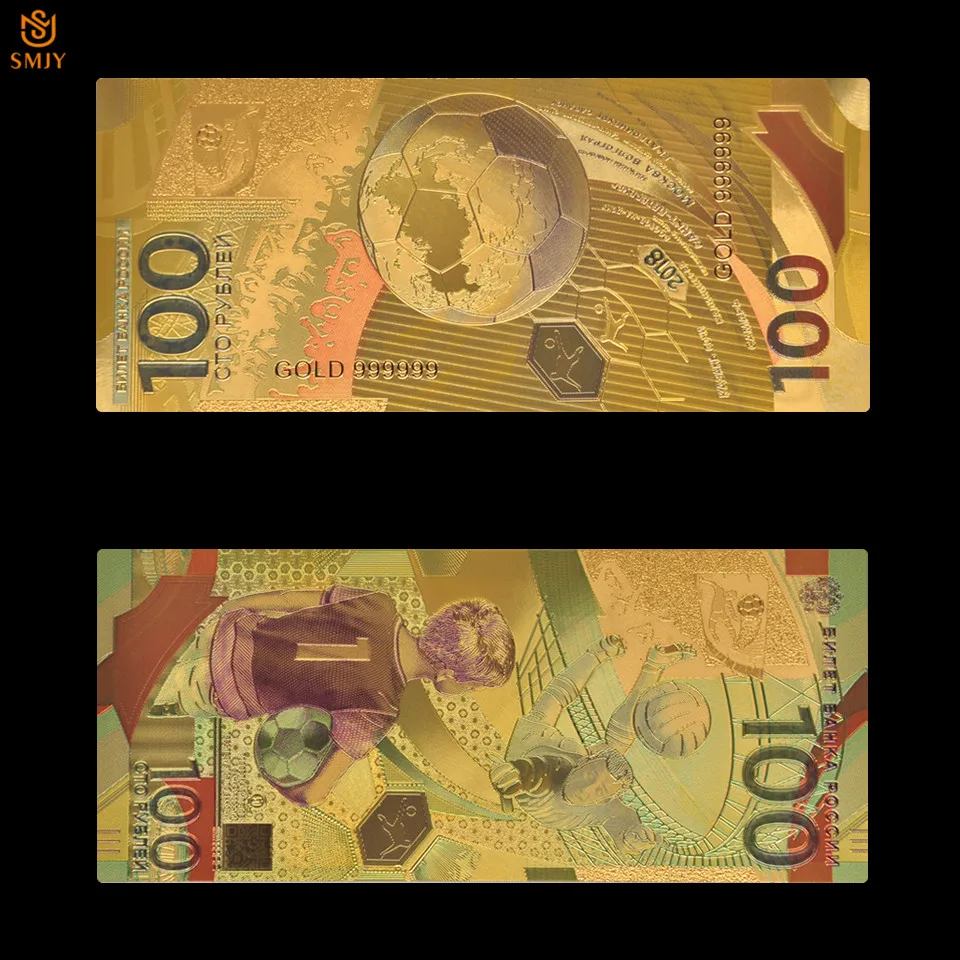 2018 World Cup Football Russian Gold Banknote 100 Rubles Money Paper Currency Bill Collection and Home Decorations
2018 World Cup Football Russian Gold Banknote 100 Rubles Money Paper Currency Bill Collection and Home Decorations