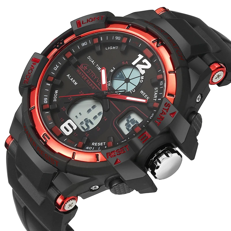 Men Sports Watches Waterproof STRYVE Military Digital Quartz Watch Alarm Stopwatch Dual Time Zones Brand New relogios masculinos
Men Sports Watches Waterproof STRYVE Military Digital Quartz Watch Alarm Stopwatch Dual Time Zones Brand New relogios masculinos
