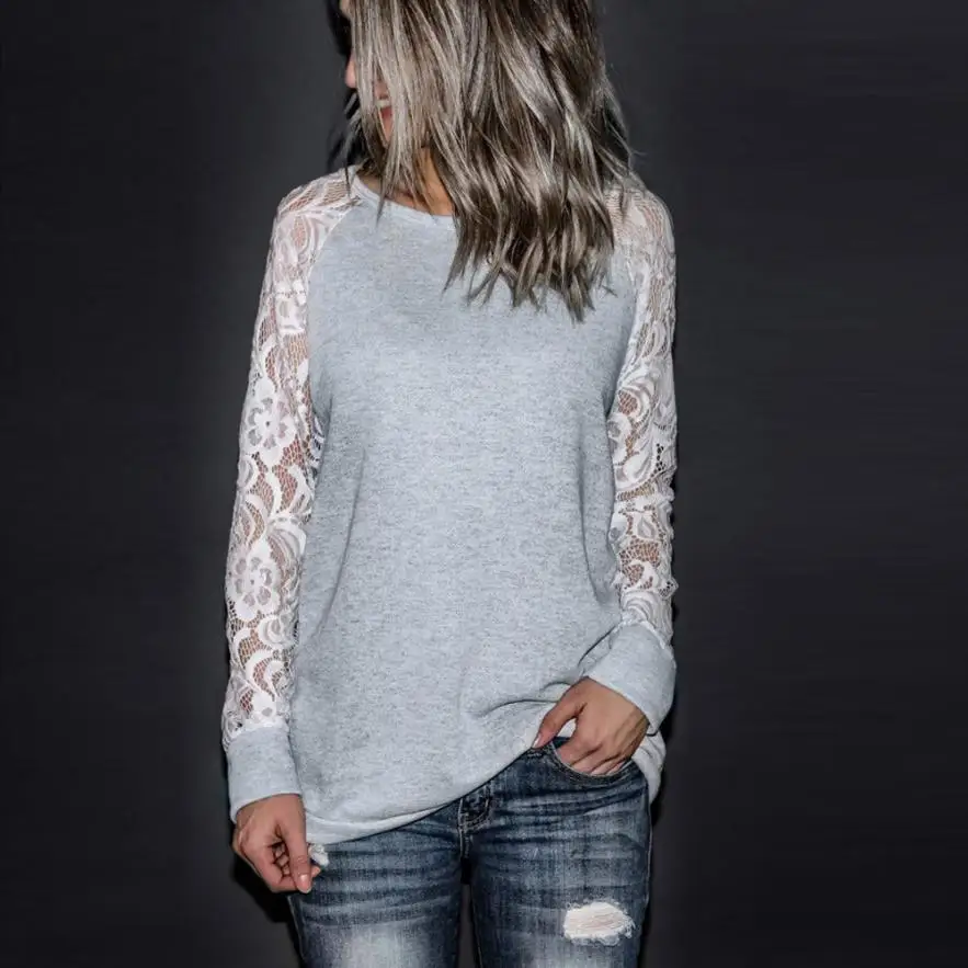 KANCOOLD T-Shirt new high quality Fashion Casual Lace Long Sleeve T-Shirt Crop O-Neck Pullover Tops T-shirt women feb1
KANCOOLD T-Shirt new high quality Fashion Casual Lace Long Sleeve T-Shirt Crop O-Neck Pullover Tops T-shirt women feb1