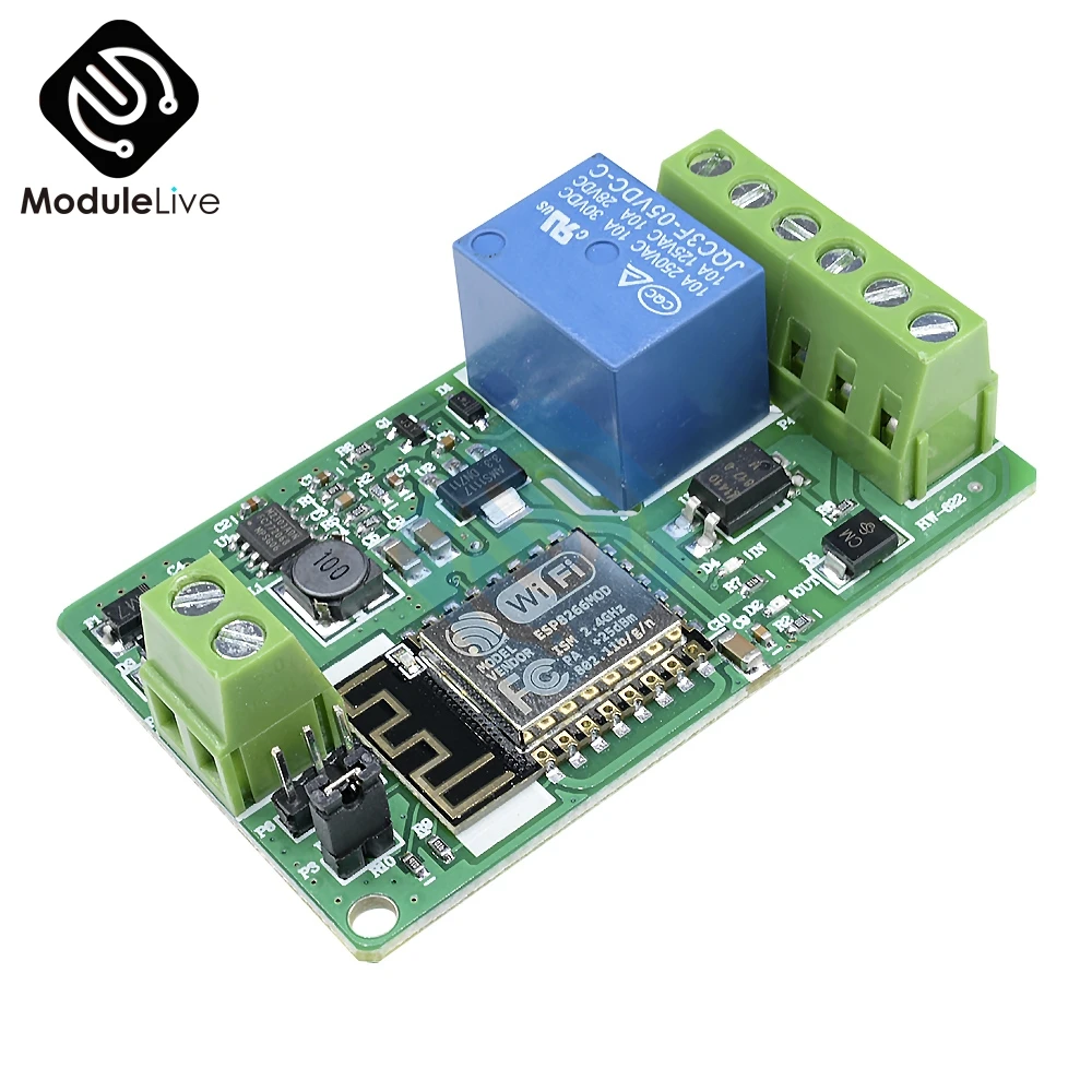 Сетевое реле ESP8266 220 В 10 А модуль Wi Fi постоянного тока 7 30 в управление HTTP TCP клиент