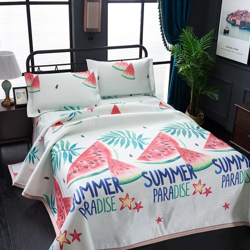 Cool Material Summer Flat Bed Sheets with Pillowcase Queen 250*250cm Watermelon Tropical Leaf Cartoon Striped Printed Bedding
Cool Material Summer Flat Bed Sheets with Pillowcase Queen 250*250cm Watermelon Tropical Leaf Cartoon Striped Printed Bedding