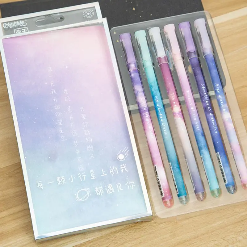 Korean Style Night Starry Sky Print Speed Dry Set Gel Pen Fashion Pull Cap 6 Sticks Black Signature Pen New Creative Stationery
Korean Style Night Starry Sky Print Speed Dry Set Gel Pen Fashion Pull Cap 6 Sticks Black Signature Pen New Creative Stationery