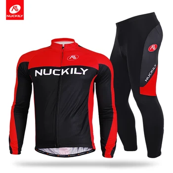 

NUCKILY Men's Spring/Autumn Cycling Suit Long Sleeve Full Length Cycle Jersey Riding Apparel CJ137CK137