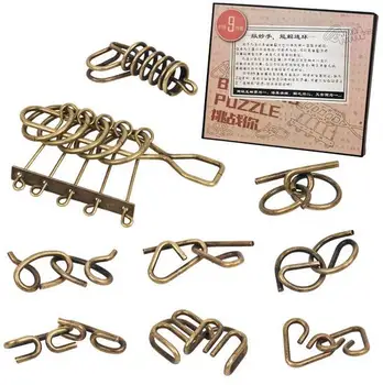 2017 New 9PCS/Set Bronze Color Metal Wire Puzzle Magic Brain Teaser Puzzles Game Toys Gift Box for Adults Children
2017 New 9PCS/Set Bronze Color Metal Wire Puzzle Magic Brain Teaser Puzzles Game Toys Gift Box for Adults Children