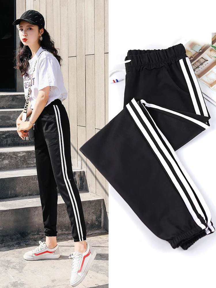 Joggers Women White Stripe Side Trim Drawstring Korean Gym Workout Pant Pantalones Mujer Trousers Women gothic PP422
Joggers Women White Stripe Side Trim Drawstring Korean Gym Workout Pant Pantalones Mujer Trousers Women gothic PP422