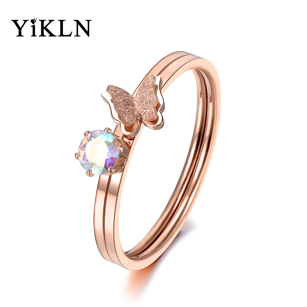 YiKLN Stainless Steel 2 In 1 Rings Buttfly CZ Crystal Ring Cute Rose Gold Color Jewelry For Women Valentine's Day Gift YR18141
YiKLN Stainless Steel 2 In 1 Rings Buttfly CZ Crystal Ring Cute Rose Gold Color Jewelry For Women Valentine's Day Gift YR18141
