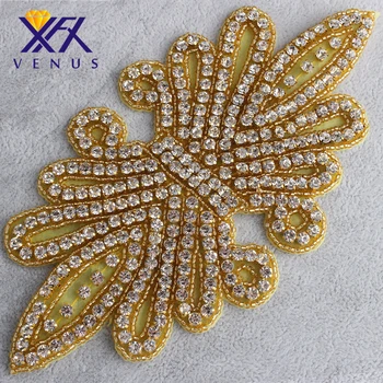 XINFANGXIU Wholesale Handmade gold base bead and stone applique clear glass crystal rhinestone knot applique for decoration
XINFANGXIU Wholesale Handmade gold base bead and stone applique clear glass crystal rhinestone knot applique for decoration