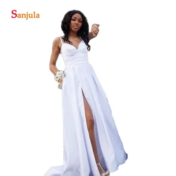 White Satin Black Girls Prom Dresses 2019 Sweetheart Spaghetti Straps A-Line Formal Dresses Leg Slit Graduation Party Dress D729
White Satin Black Girls Prom Dresses 2019 Sweetheart Spaghetti Straps A-Line Formal Dresses Leg Slit Graduation Party Dress D729