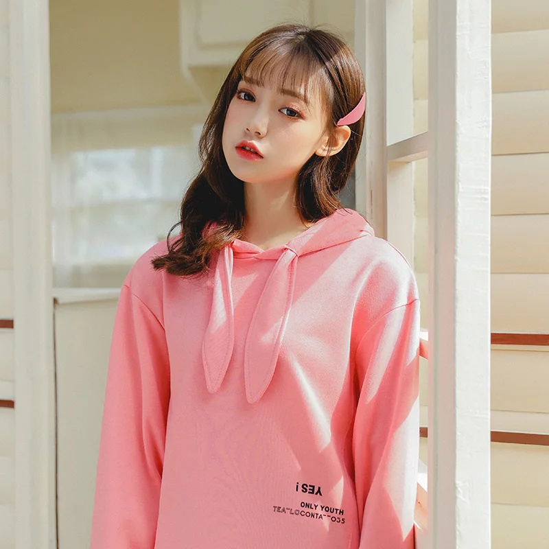 Women Loose Pullover O-neck Hoodie Sweatshirt Kawayi Girls Cute Ears Long Sleeve Sweatshirts Autumn Hooded Women Pullovers
Women Loose Pullover O-neck Hoodie Sweatshirt Kawayi Girls Cute Ears Long Sleeve Sweatshirts Autumn Hooded Women Pullovers