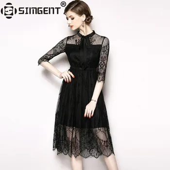 Simgent Women Casual Party Blouse Stand Collar See Through Sexy Black Bow Lace Dress Elegant Patchwork Dress Robe Femme SG88293
Simgent Women Casual Party Blouse Stand Collar See Through Sexy Black Bow Lace Dress Elegant Patchwork Dress Robe Femme SG88293