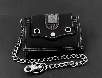 Mens Boys Biker studded Casual Canvas Trifold Wallet Purse With Security Chain 
Mens Boys Biker studded Casual Canvas Trifold Wallet Purse With Security Chain