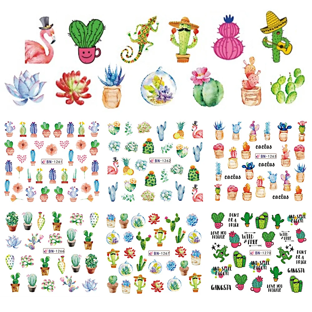 12pcs Water Stickers Green Cactus Decals Desert Plant lizard Agave Pattern Gradient Sliders Nail Art Decorations BEBN1261-1272
12pcs Water Stickers Green Cactus Decals Desert Plant lizard Agave Pattern Gradient Sliders Nail Art Decorations BEBN1261-1272