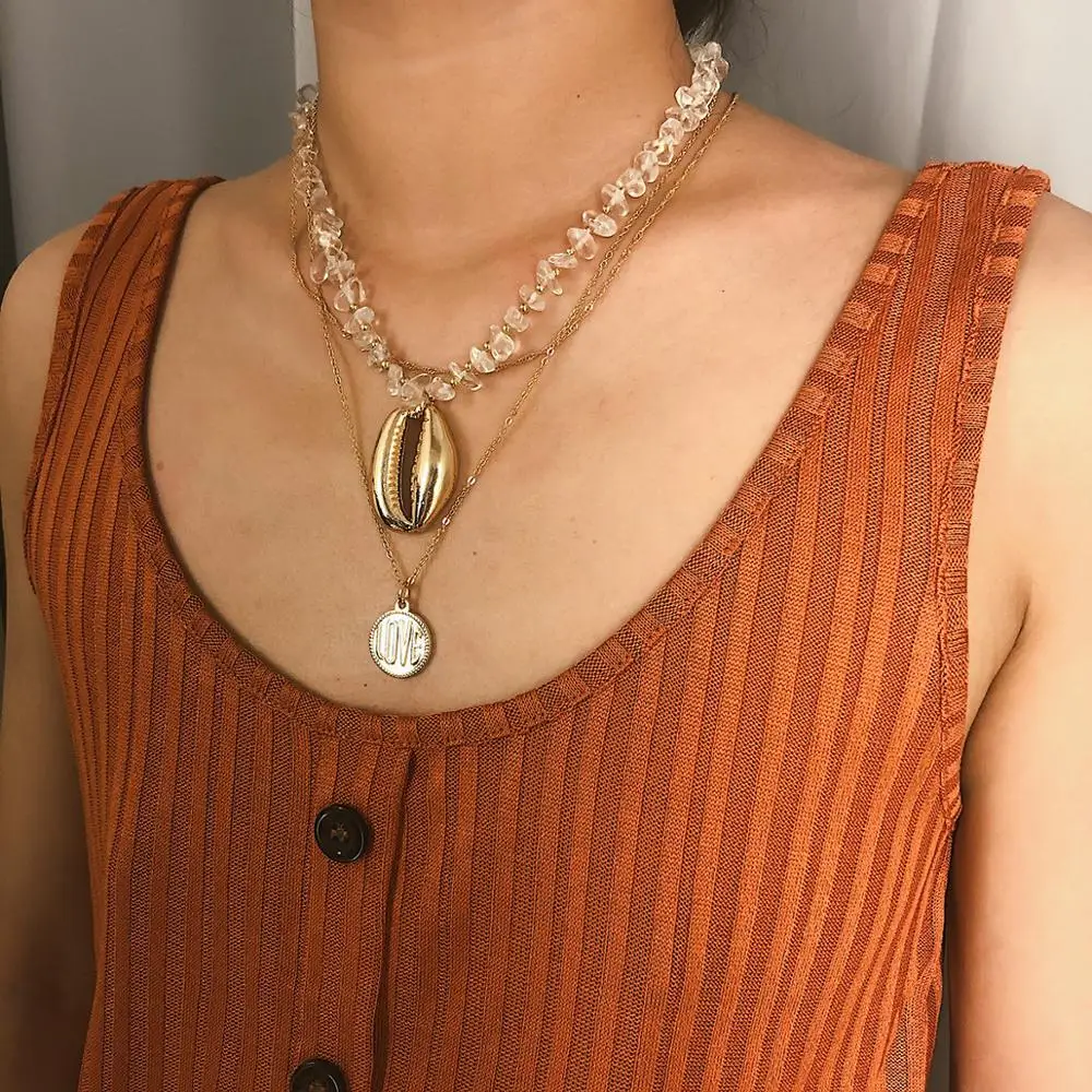 KMVEXO Bohemian Multi Layers Crystal Stone Choker Necklace Collar Statement Gold Shell LOVE Coin Pendant Necklaces Women Jewelry
KMVEXO Bohemian Multi Layers Crystal Stone Choker Necklace Collar Statement Gold Shell LOVE Coin Pendant Necklaces Women Jewelry
