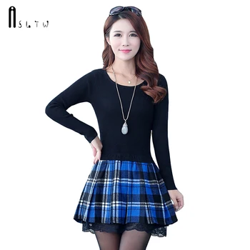 ASLTW Lady's Knitted Dress Women New Autumn Fashion Plaid Fake Two Pieces Pullover Lace Hem Elasticity Sweater Party Dress
ASLTW Lady's Knitted Dress Women New Autumn Fashion Plaid Fake Two Pieces Pullover Lace Hem Elasticity Sweater Party Dress