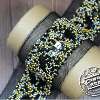 1Yard Gold Beading Lace Trim Beaded Rhinestone Ribbon For Sewing Clothing Collar Headdress Accessories Black Mesh Lace Decor
1Yard Gold Beading Lace Trim Beaded Rhinestone Ribbon For Sewing Clothing Collar Headdress Accessories Black Mesh Lace Decor