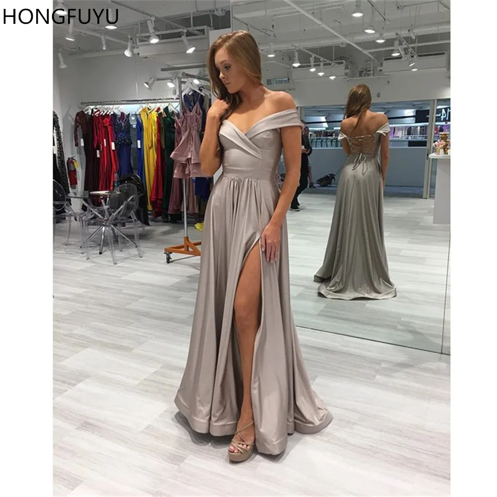 HONGFUYU A Line Prom Evening Dresses Long Satin Floor Length Vestidos De Festa Longo Off the Shoulder Prom Party Gowns with Slit
HONGFUYU A Line Prom Evening Dresses Long Satin Floor Length Vestidos De Festa Longo Off the Shoulder Prom Party Gowns with Slit