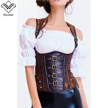 Wechery Women Steampunk Corset Sexy Gothic Corselet PU Leather Bustiers Vintage Gorset Underbust Steel Bone Halter Korset Tops
Wechery Women Steampunk Corset Sexy Gothic Corselet PU Leather Bustiers Vintage Gorset Underbust Steel Bone Halter Korset Tops