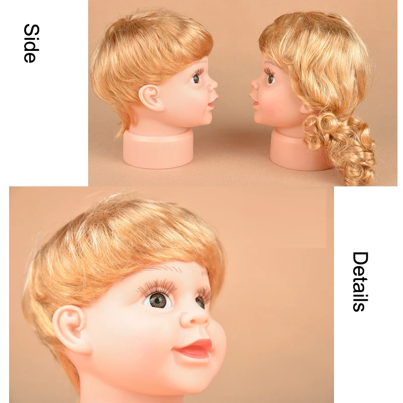 Children Mannequin Baby Dolls Head With Wig Shop Window Dolls Head For Cap Glasses Display (4)