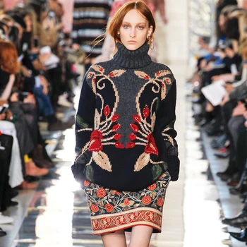 clearance sale European and American women's wear new winter Runway looks High collar Heavy plate of flowers Knitting sweater
clearance sale European and American women's wear new winter Runway looks High collar Heavy plate of flowers Knitting sweater