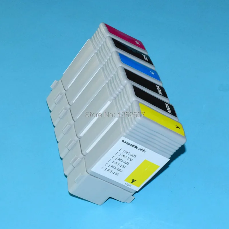 PFI 101 102 103 104 105 pfi-106 pfi 107 Compatible ink cartridge For Canon iPF 670 680 770 780 5000 605 6410 750 710 Plotters
PFI 101 102 103 104 105 pfi-106 pfi 107 Compatible ink cartridge For Canon iPF 670 680 770 780 5000 605 6410 750 710 Plotters