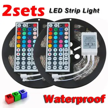 2PCS 5M 16.4ft Led Strip RGB 5050 SMD Non-Waterproof/Waterproof LED Strip Light 300 24 Key Remote DC 12V Striscia 40JUN03
2PCS 5M 16.4ft Led Strip RGB 5050 SMD Non-Waterproof/Waterproof LED Strip Light 300 24 Key Remote DC 12V Striscia 40JUN03