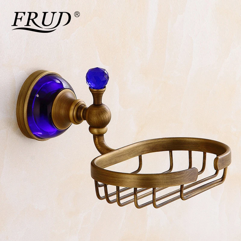 

FRUD Soap Dishes Antique Brass With Ceramic Soap Holder Copper Soap Basket Bathroom Accessories Banheiro Bath Hardware SetY18013