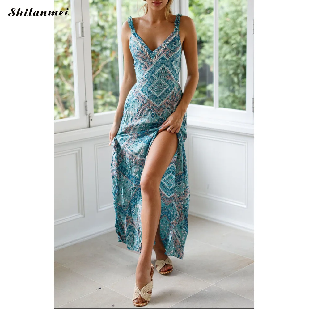 Summer Bohemian Long Maxi Dresses Floral Printed Sleeveless Sexy Backless Bow Beach Sundress Holiday Dress Deep V Boho Dress
Summer Bohemian Long Maxi Dresses Floral Printed Sleeveless Sexy Backless Bow Beach Sundress Holiday Dress Deep V Boho Dress