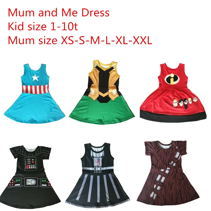 

Halloween Mum and Me Dress Family Matching Princess Cosply Dresses Up Party Summer Dress