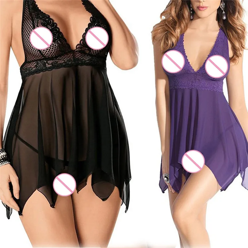 Womens Underwear Clothing Spaghetti Strap Sexy Nightgowns Lace Perspective Gauze Sleepwear Nightdress G-string Temptation H1TY0
Womens Underwear Clothing Spaghetti Strap Sexy Nightgowns Lace Perspective Gauze Sleepwear Nightdress G-string Temptation H1TY0