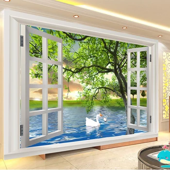 Photo Wallpaper Modern Simple Outside Window Green Tree River Swan Nature Landscape 3D Stereo Mural Living Room Papel De Parede
Photo Wallpaper Modern Simple Outside Window Green Tree River Swan Nature Landscape 3D Stereo Mural Living Room Papel De Parede