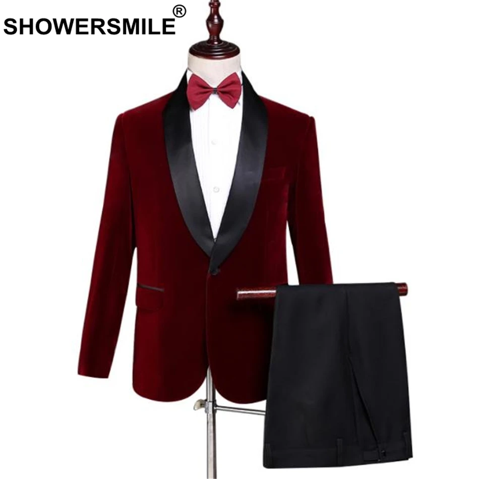 SHOWERSMILE Velvet Burgundy Blazer Men Suits 3 Pieces Set British Style Red Suit Jacket Wedding Groom Singer Slim Fit Blazer
SHOWERSMILE Velvet Burgundy Blazer Men Suits 3 Pieces Set British Style Red Suit Jacket Wedding Groom Singer Slim Fit Blazer