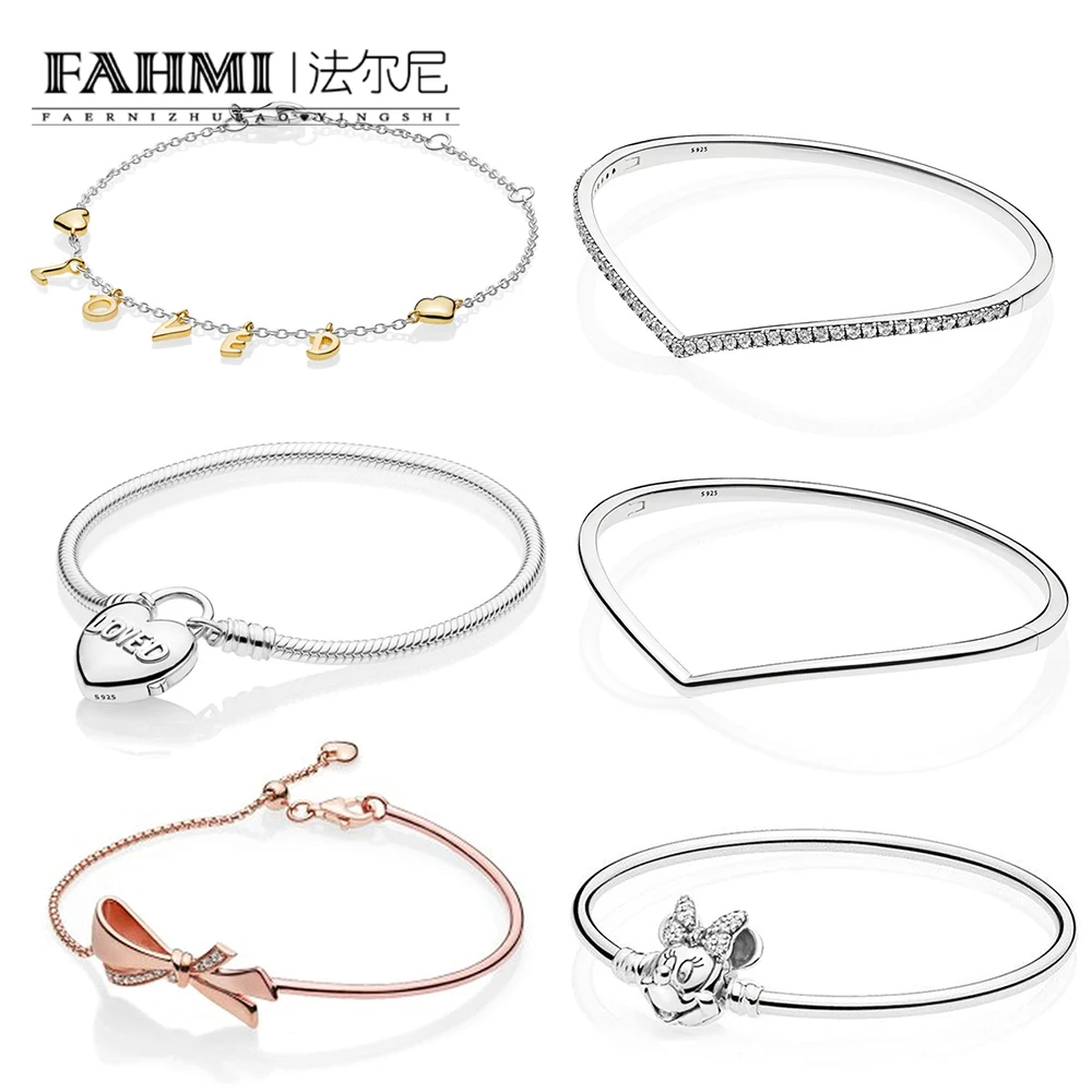 FAHMI 100% 925 Sterling Silver 1:1 Shine Loved Script Bracelet Shining Wish Bangle Heart Padlock Clasp MOMENTS Smooth Bracelet
FAHMI 100% 925 Sterling Silver 1:1 Shine Loved Script Bracelet Shining Wish Bangle Heart Padlock Clasp MOMENTS Smooth Bracelet