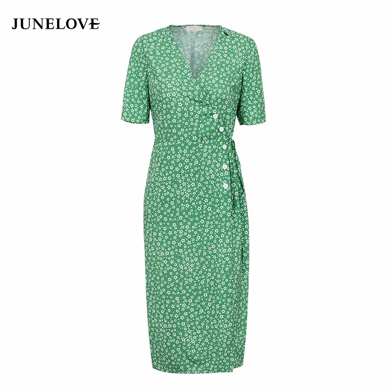 JuneLove V neck wrap high waist long women dress Short sleeve split midi dress Sexy tie up print dresses beach
JuneLove V neck wrap high waist long women dress Short sleeve split midi dress Sexy tie up print dresses beach