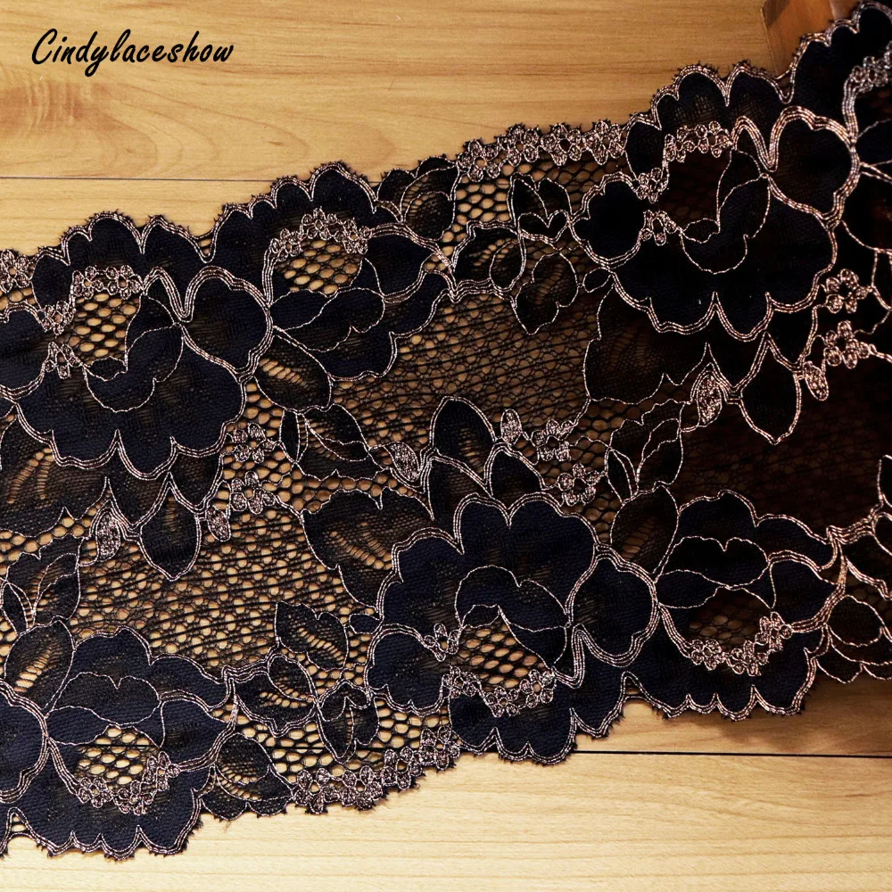 16cm Width Black Gold Edge Flower Elastic Lace Trims Lace Sewing Fabrics Bridal Headband Garter Bra Underwear DIY Accessories
16cm Width Black Gold Edge Flower Elastic Lace Trims Lace Sewing Fabrics Bridal Headband Garter Bra Underwear DIY Accessories