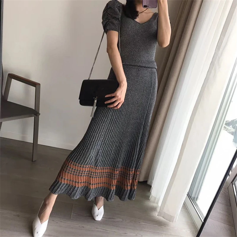 Tunjuefs Striped Lurex Knitted Suit Women 2 Pieces Set T-Shirt Skirt Sets Bodycon Runway Slim Outfits Overalls Twinset Lolita
Tunjuefs Striped Lurex Knitted Suit Women 2 Pieces Set T-Shirt Skirt Sets Bodycon Runway Slim Outfits Overalls Twinset Lolita