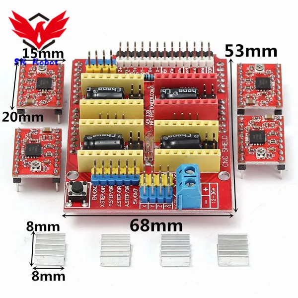 1set New Engraver CNC Shield Board + 4Pcs A4988 Stepper Motor Driver 3D Printer Starter Kit For Arduino Engraver Integrated Toy
1set New Engraver CNC Shield Board + 4Pcs A4988 Stepper Motor Driver 3D Printer Starter Kit For Arduino Engraver Integrated Toy