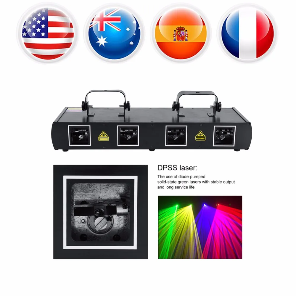 4Lens 30W Laser Stage Light 7CH DMX512 Sound Disco DJ Light Actived Party Effect Lights Lamp EU Plug 220~240V
4Lens 30W Laser Stage Light 7CH DMX512 Sound Disco DJ Light Actived Party Effect Lights Lamp EU Plug 220~240V
