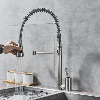 Brushed Nickel Kitchen Faucet Single Handle Bathroom Faucet Hot and Cold Water Pull Down Rotating Spout Deck Mounted Hot Col
Brushed Nickel Kitchen Faucet Single Handle Bathroom Faucet Hot and Cold Water Pull Down Rotating Spout Deck Mounted Hot Col