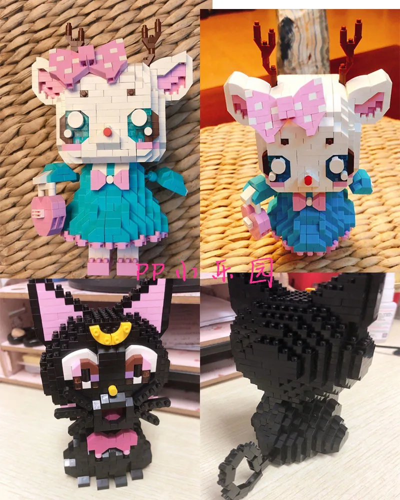 Красивый конструктор из мультфильма Sailormoon Girl Luna Cat маленькие детали игрушка пазл