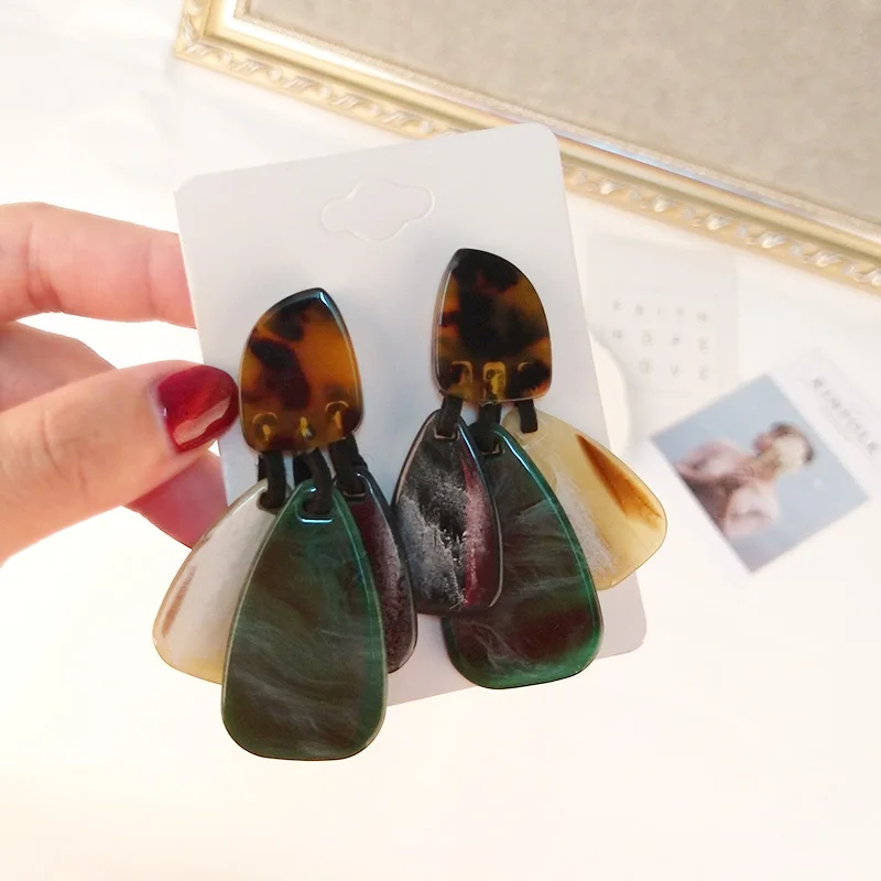 Trendy Fashion Acetate Resin Drop Earrings for Women Big Long Geometric Acetic Acid Dangling Acrylic Earring Dangle New Jewelry (3)