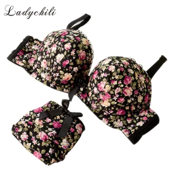 Ladychili Women Intimates Thick Foam Push Up Gathering Magic Bra Full Flora Print Junior Girl Matching Bra and Panties Set N5
Ladychili Women Intimates Thick Foam Push Up Gathering Magic Bra Full Flora Print Junior Girl Matching Bra and Panties Set N5